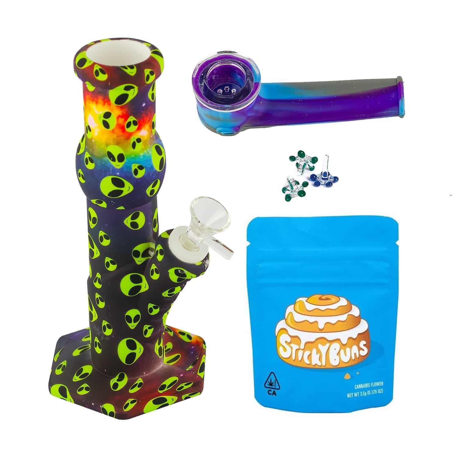 PACK Bong Alien Silicona + Pipa Candy + Regalos — ZigZaBoo Chile