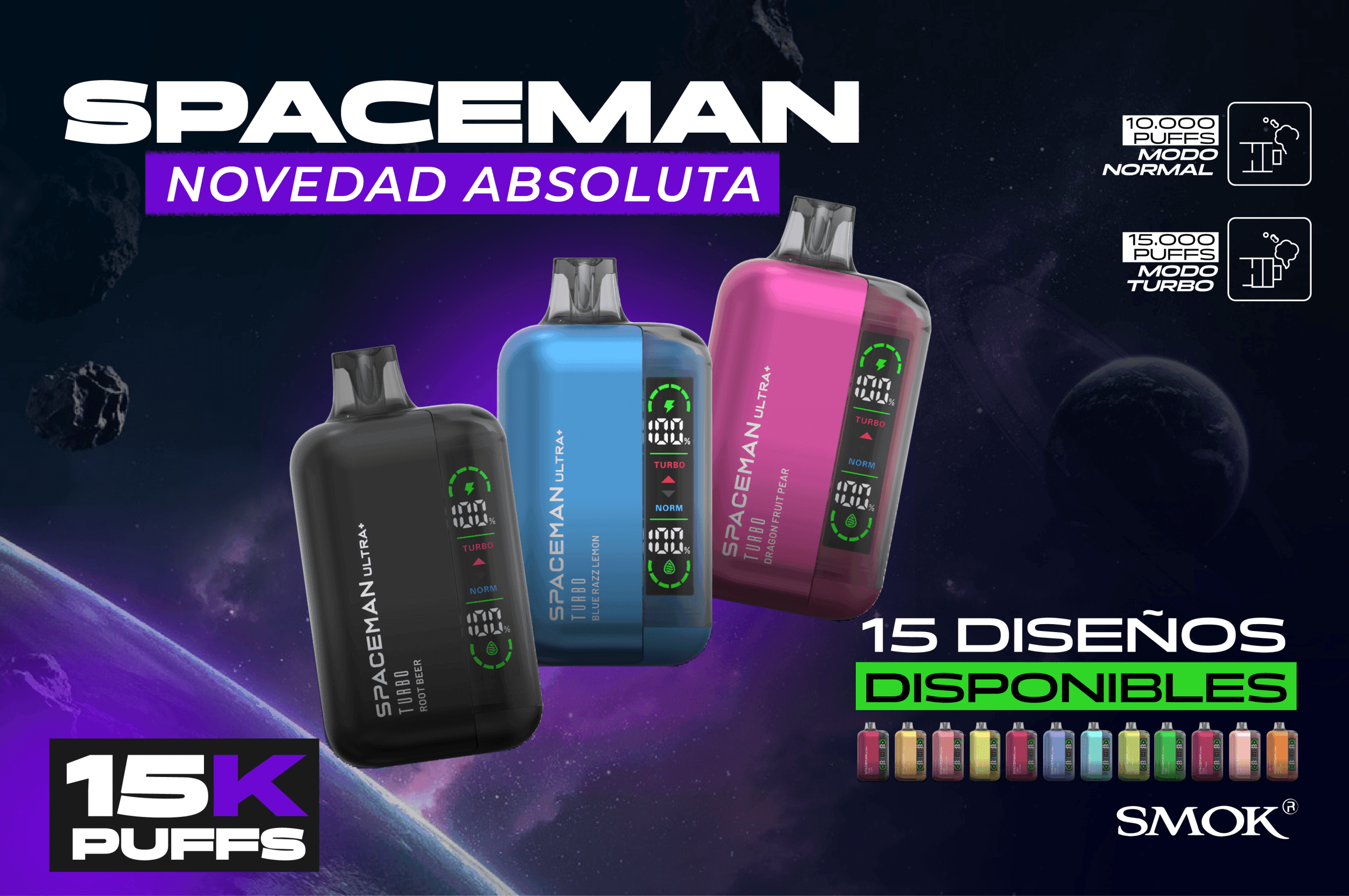 SMOK SPACEMANTURBO 15000 PUFFS:El Desechable que Cambialas Reglas del Juego