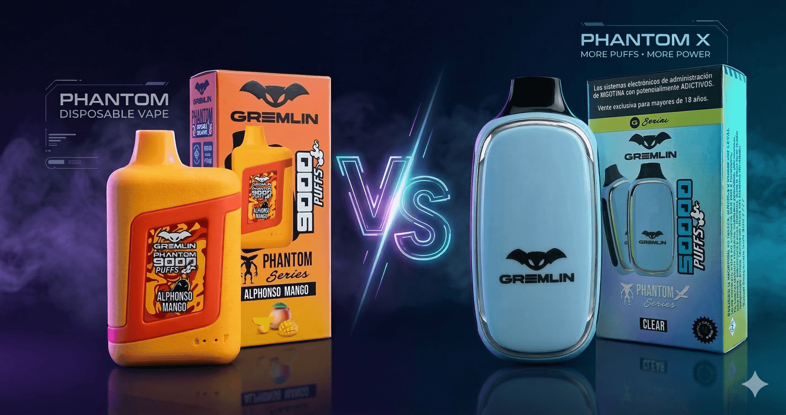 Gremlin Phantom vs Phantom X comparativa vaporizadores desechables